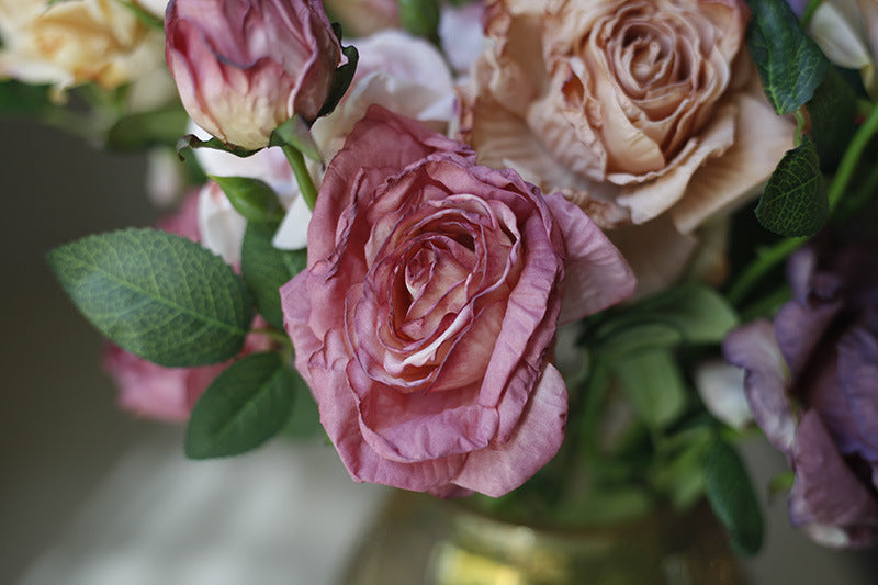 Fake Flowers Artificial Flowers 3 Heads Dried Roses
