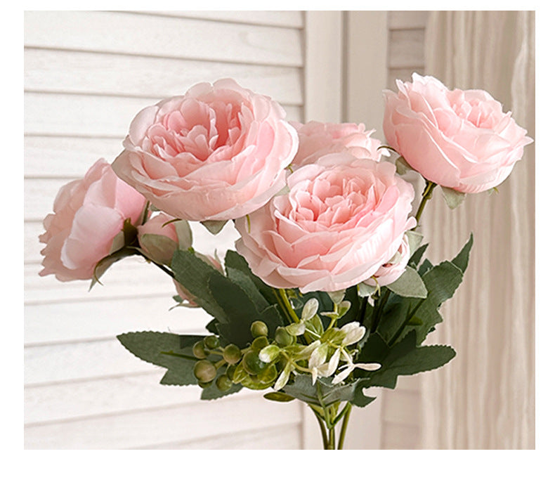 5 Peony Artificial Flowers Persian Rose Small Bunch Fake Flowers