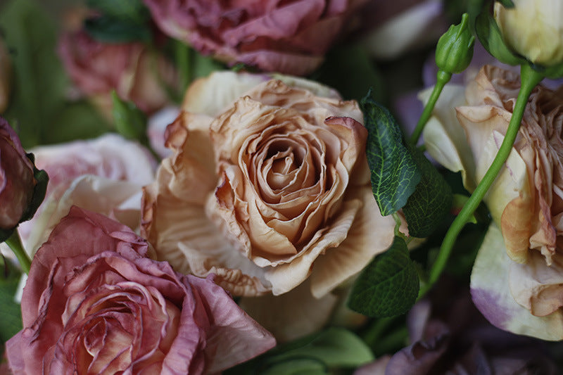 Fake Flowers Artificial Flowers 3 Heads Dried Roses