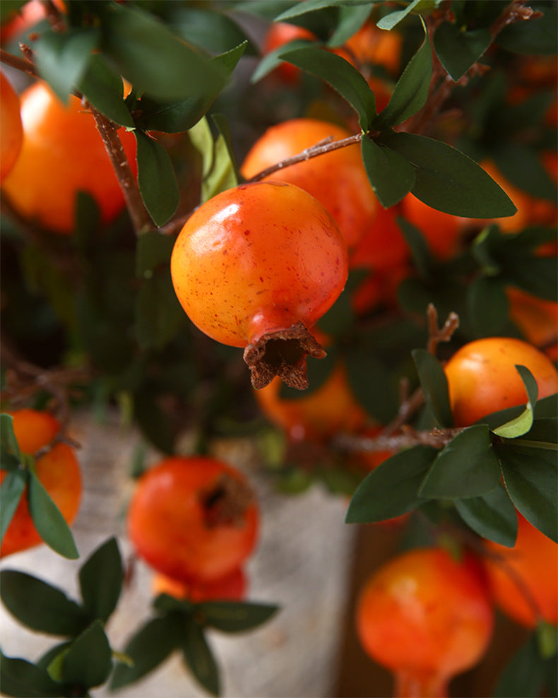 Artificial Pomegranate 6 Fruits with Leaves Pomegranate Fruit Home Decoration