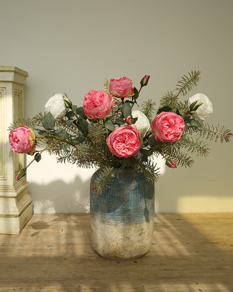 Two-Headed Austin Rose Artificial Flower Nordic Romantic Decoration