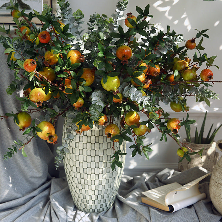 Artificial Pomegranate 6 Fruits with Leaves Pomegranate Fruit Home Decoration