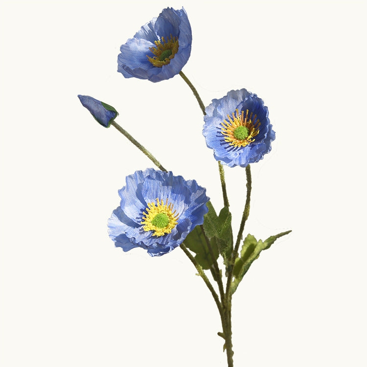 Artificial Flowers Four-Headed Poppy Fake Flowers Flocked Artificial Poppy Flowers Decorative Bouquet