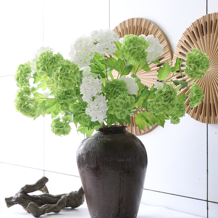Artificial Flowers 3D Film Hydrangea 2-Head Snowball Flower
