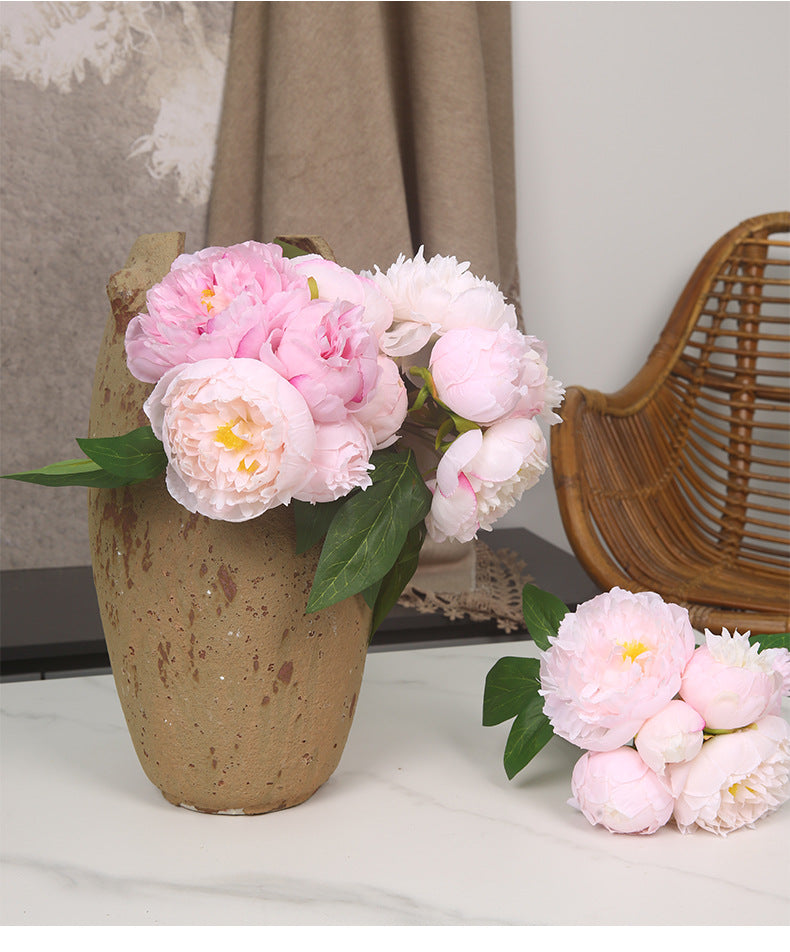 ins High-End Artificial Flowers Fake Flowers Six-Headed Peony Bouquet
