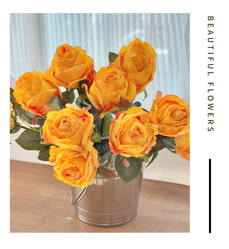 Simulated Burnt Edge Rose Vintage Rose