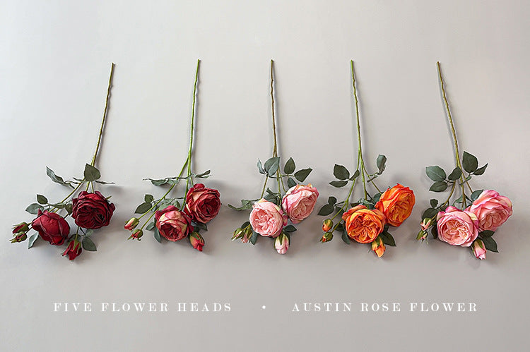 5 Heads Burnt Edge Rose Artificial Flowers Fake Flowers