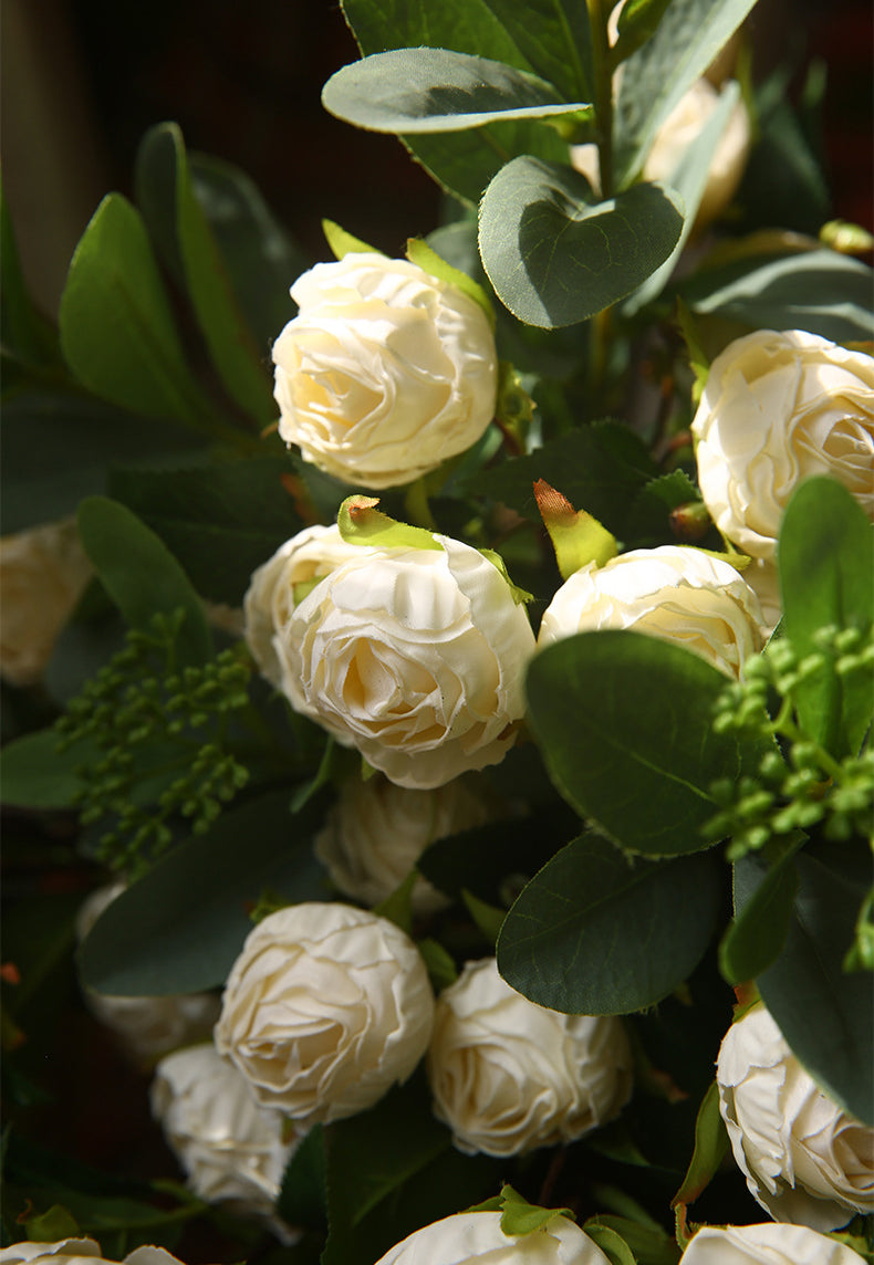Burnt Edge Multi-Head Rose Artificial Flower Dried Flower Room Decoration
