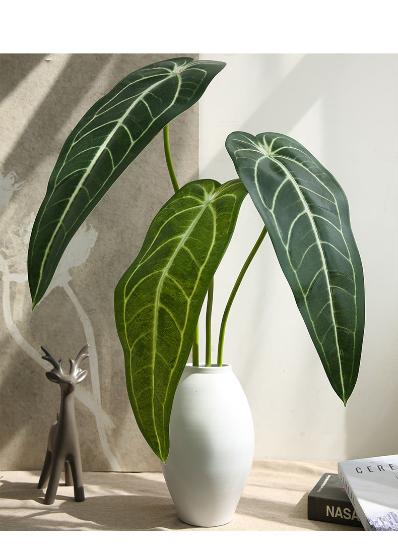 Artificial Green Plant Green Leaf Fire Lily Flower Candle Home Flower Arrangement