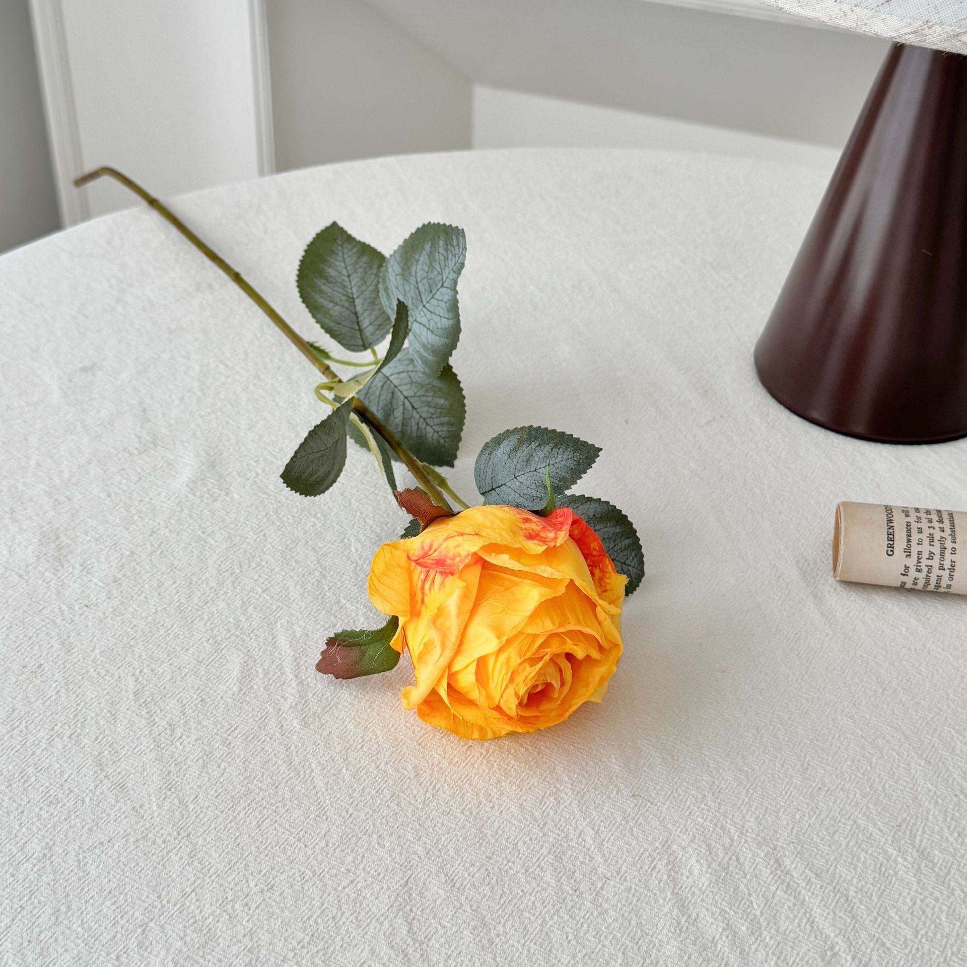Simulated Burnt Edge Rose Vintage Rose
