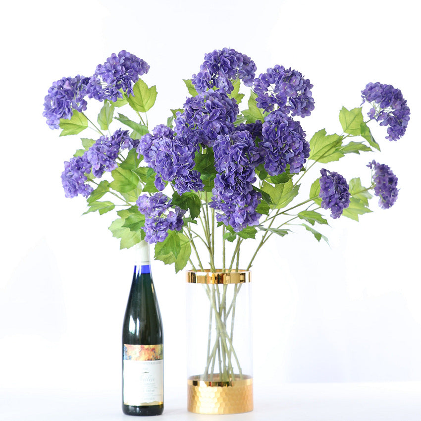 Artificial Flowers 3D Film Hydrangea 2-Head Snowball Flower
