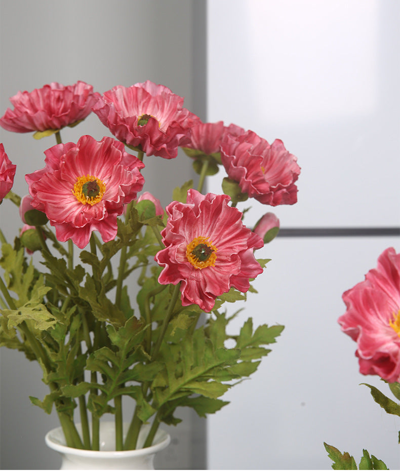 Artificial Flowers Fake Flowers Flocked Poppy Realistic Poppy