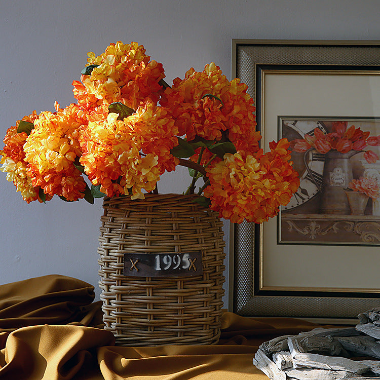Vintage Single Branch Burnt Edge Hydrangea Artificial Flower