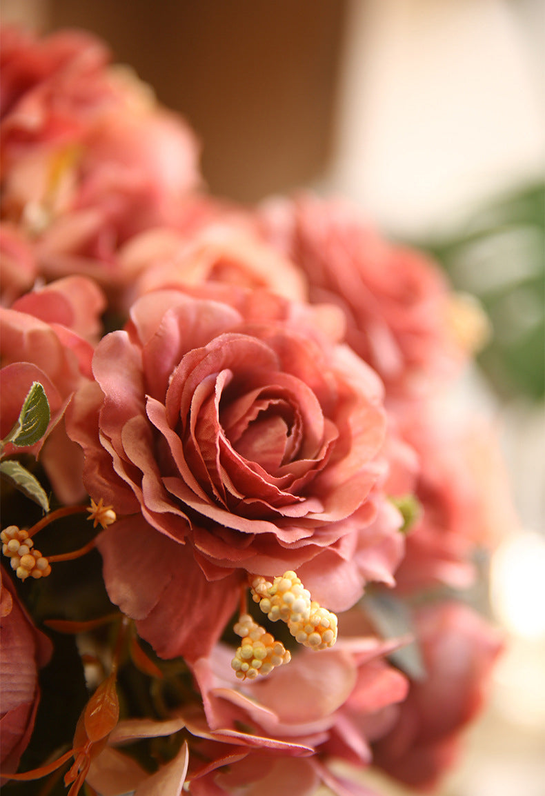 Snowflake Hibiscus Rose Artificial Flowers Fake Flowers Creative Bouquet Natural Style Decoration Dining Table
