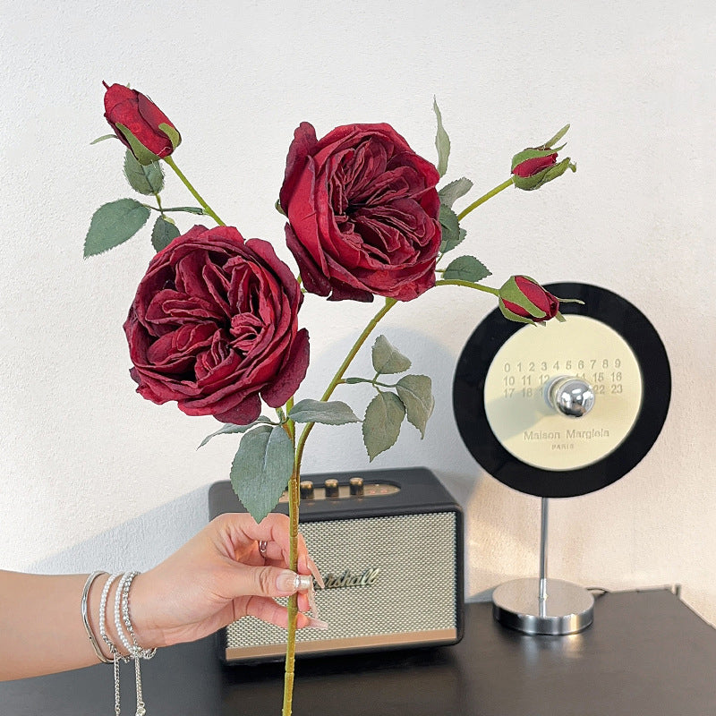 5 Heads Burnt Edge Rose Artificial Flowers Fake Flowers