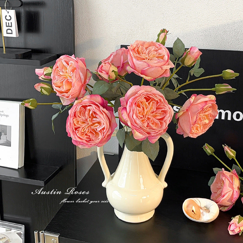 5 Heads Burnt Edge Rose Artificial Flowers Fake Flowers
