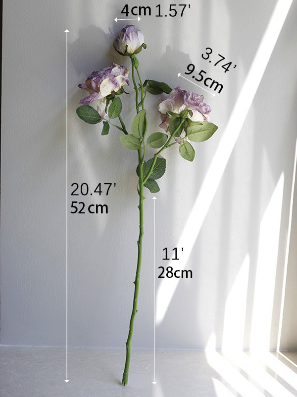 Fake Flowers Artificial Flowers 3 Heads Dried Roses