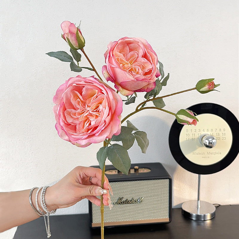 5 Heads Burnt Edge Rose Artificial Flowers Fake Flowers