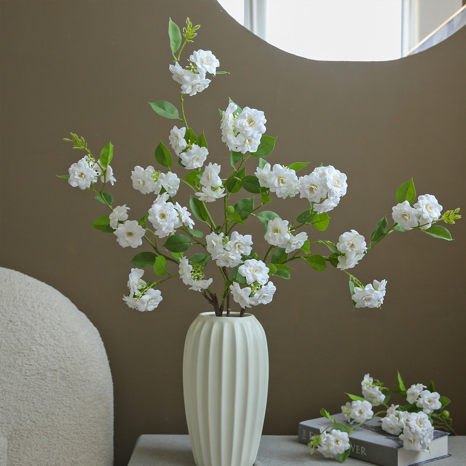 Artificial Flower Multi-Head Camellia Garden  Artificial Silk Flower Ornament Living Room Soft Decoration Ornament