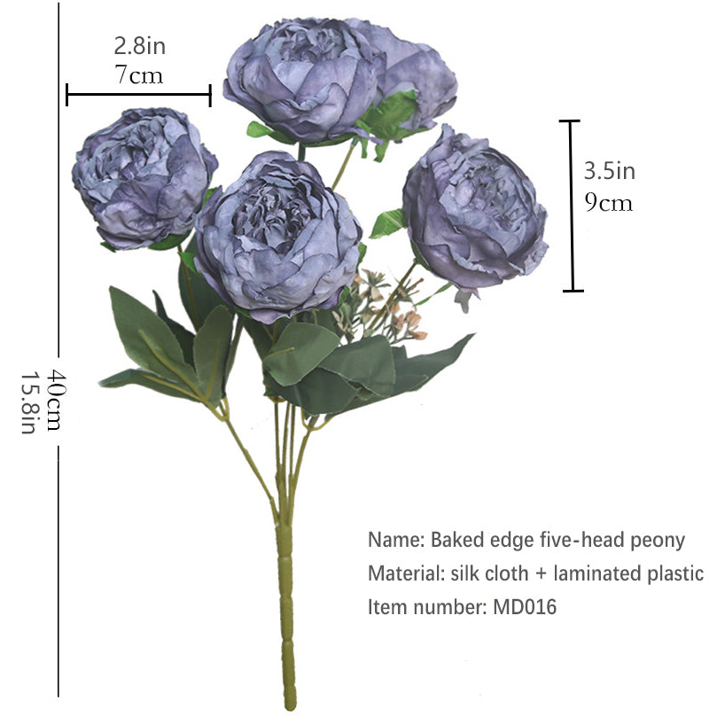 Roasted Edge Five-Head Peony 12pcs - 15.8in