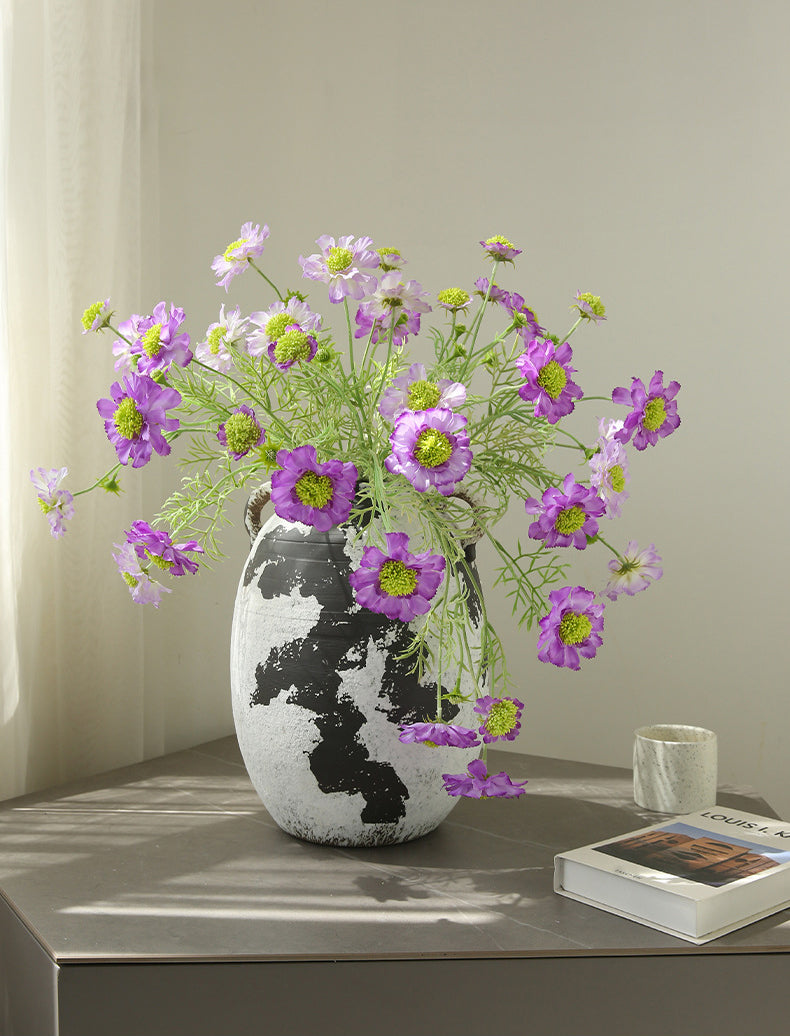 Artificial Flowers Fake Flowers Flocked Blue Potted Flowers