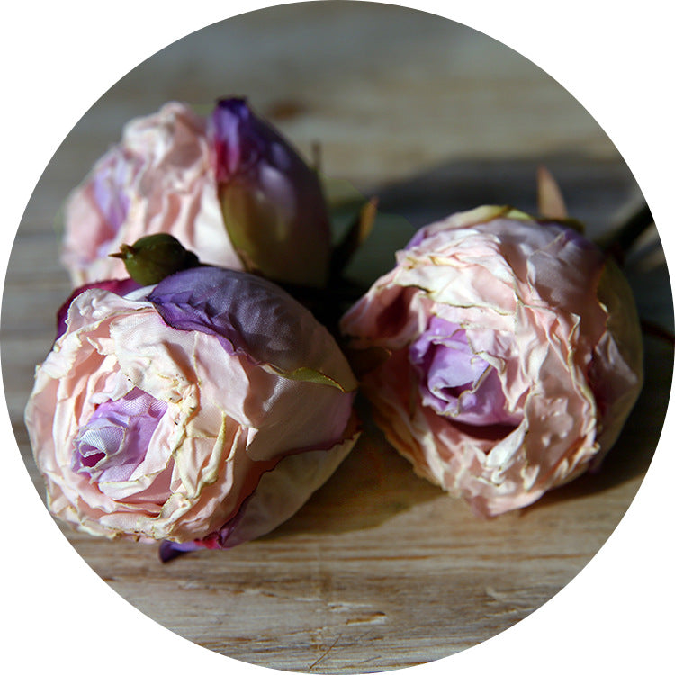Vintage Three-Headed Dried Rose 12pcs - 17.7in