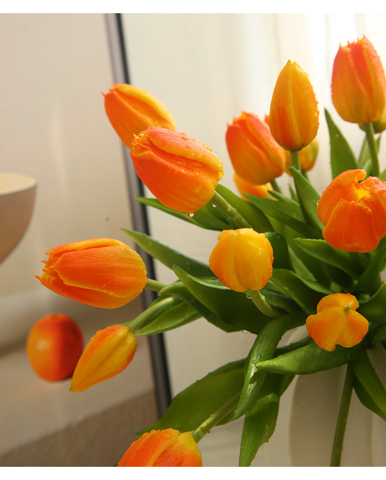 Artificial Flower Three-Headed Realistic Tulip
