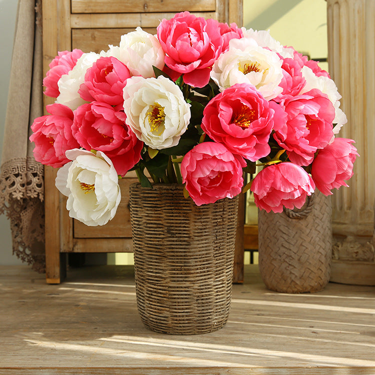 Single Branch Hibiscus Peony  12pcs - 17.7in