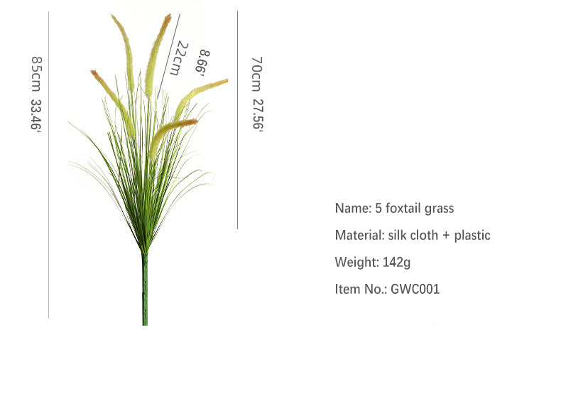Artificial Flower 5-Headed Dog Tail Grass Bundle Fake Flower Decoration