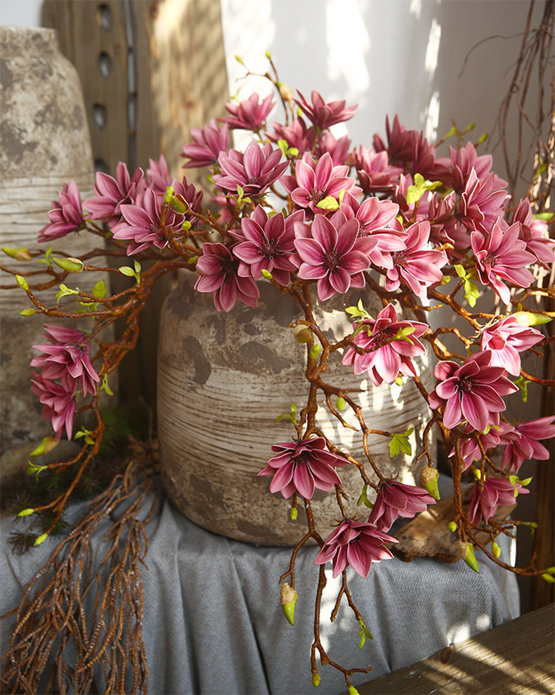 Small Magnolia Artificial Bouquet Living Room Decoration Fake Flower Decorative Flower Art Arrangement PU Hand-painted Small Magnolia