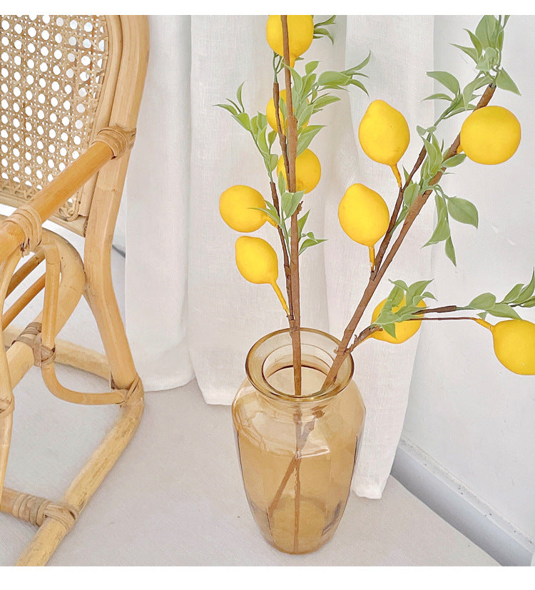 INS Artificial Flower 5-Fruit Lemon Tree Lemon Branch Artificial Green Plant Fake Flower Photo Prop