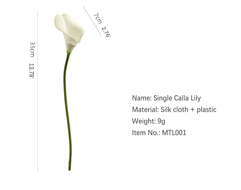Artificial Flower Single Branch Calla Lily Realistic Fake Flower