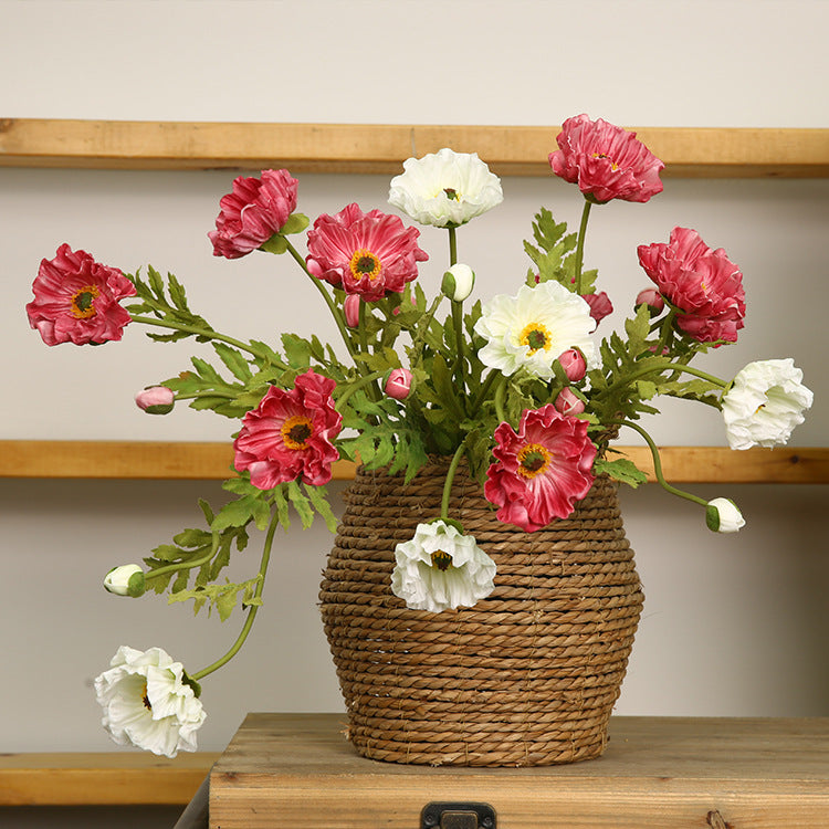 Artificial Flowers Fake Flowers Flocked Poppy Realistic Poppy