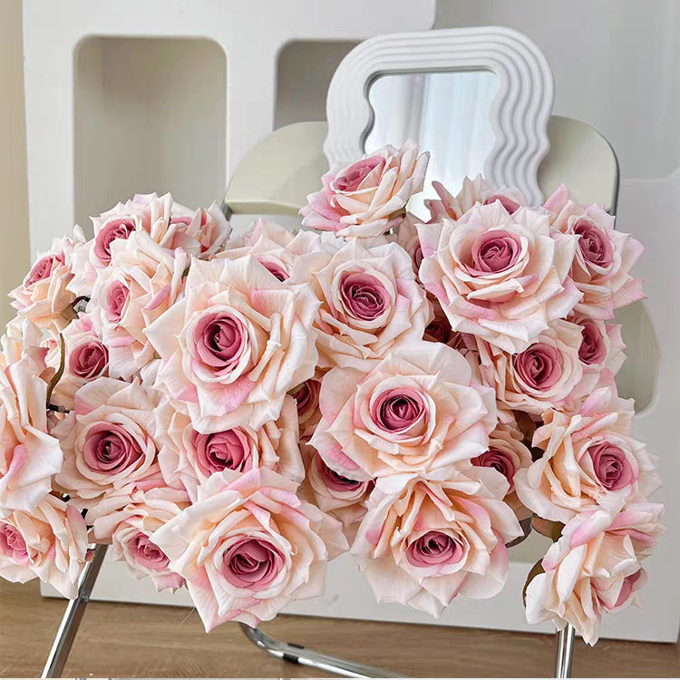 7-Head Cappuccino Silk Flower Artificial Rose Bouquet