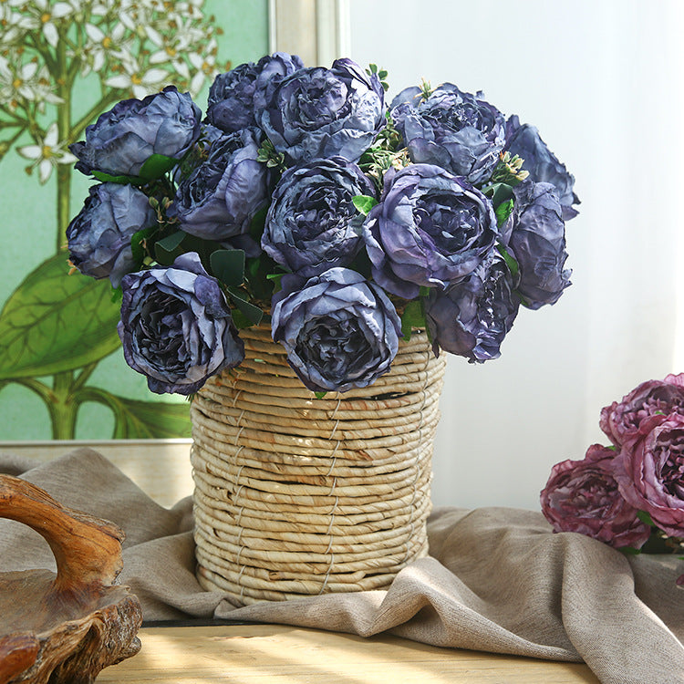 Peony Artificial Flower Dried Flower Bouquet Roasted Edge Five-Head Peony