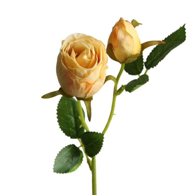 Artificial Flower Double-Ended Roasted Edge Rose Silk Flower Rose