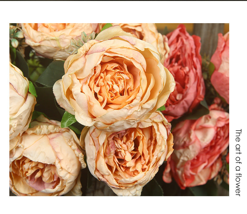 Peony Artificial Flower Dried Flower Bouquet Roasted Edge Five-Head Peony