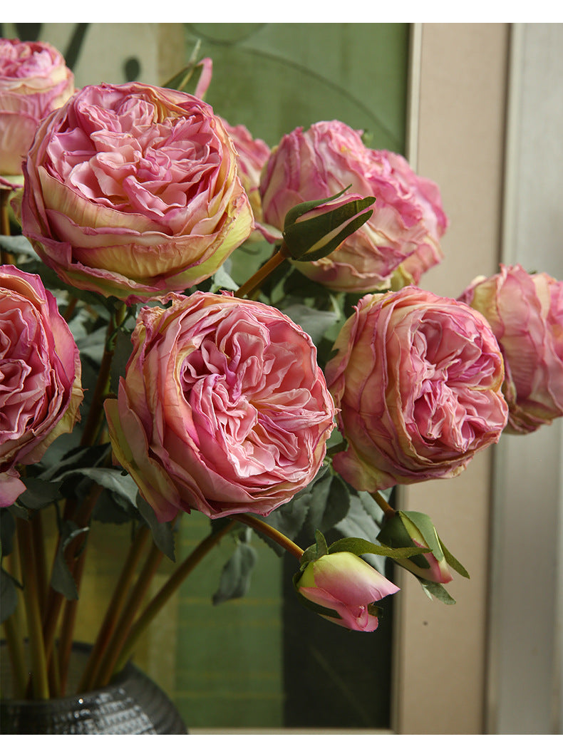Two-Headed Austin Rose Artificial Flower Nordic Romantic Decoration