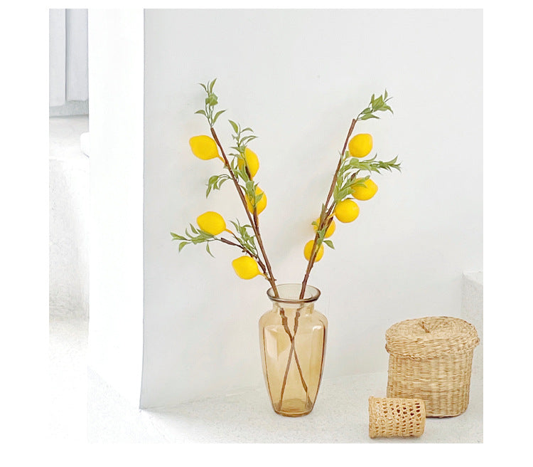 INS Artificial Flower 5-Fruit Lemon Tree Lemon Branch Artificial Green Plant Fake Flower Photo Prop