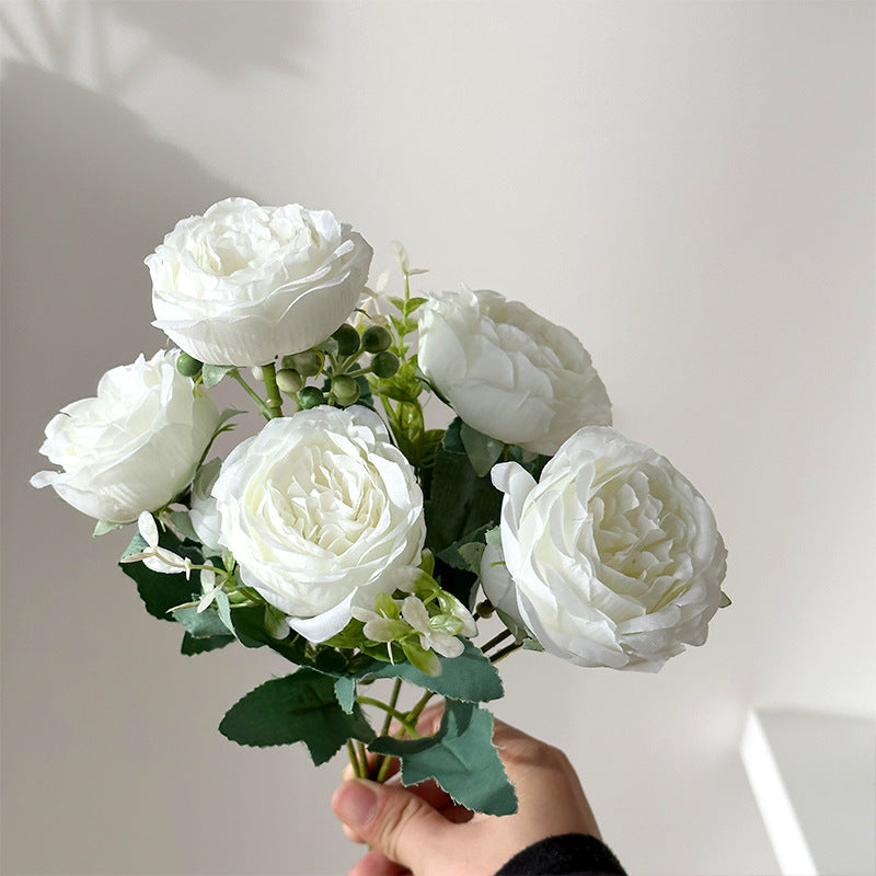 5 Peony Artificial Flowers Persian Rose Small Bunch Fake Flowers