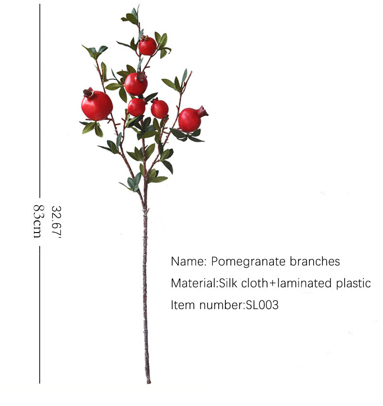Artificial Pomegranate 6 Fruits with Leaves Pomegranate Fruit Home Decoration
