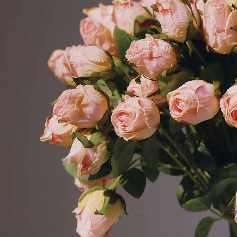 7 Vintage Roasted Edge Roses 12pcs - 19.7in