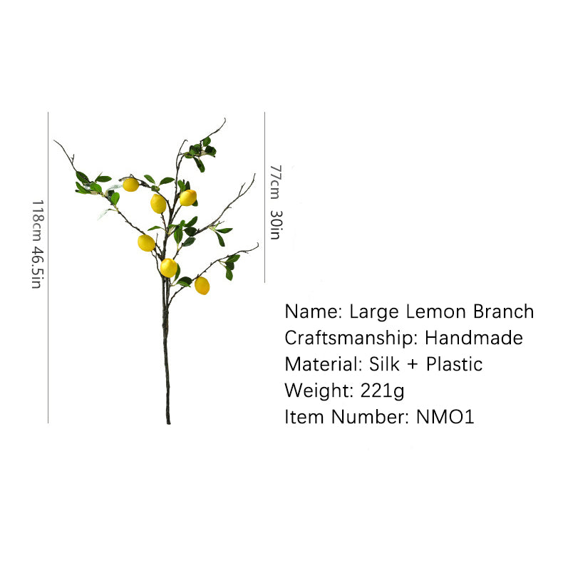 6 lemon fruit Simulated Large Branch 12pcs - 46.5in