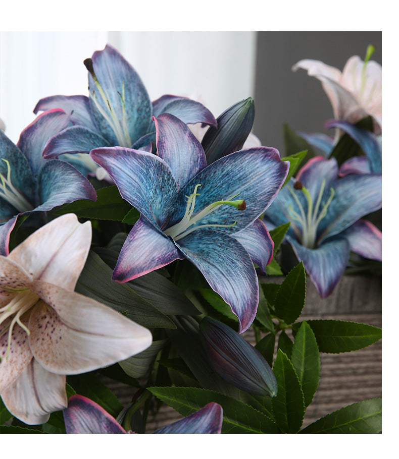 Artificial Flowers Fake Flowers Vintage Decoration 2 Heads Autumn Lily