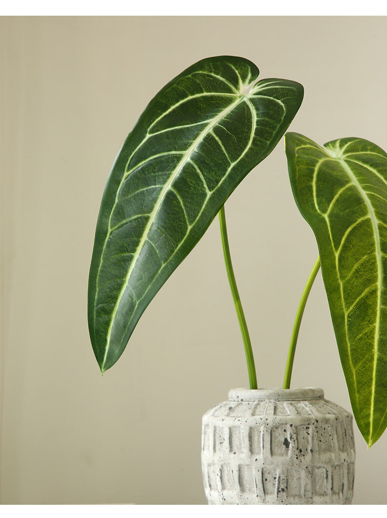 Artificial Green Plant Green Leaf Fire Lily Flower Candle Home Flower Arrangement