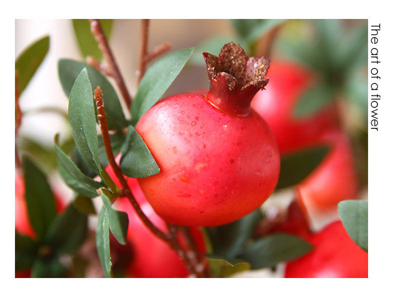 Artificial Pomegranate 6 Fruits with Leaves Pomegranate Fruit Home Decoration