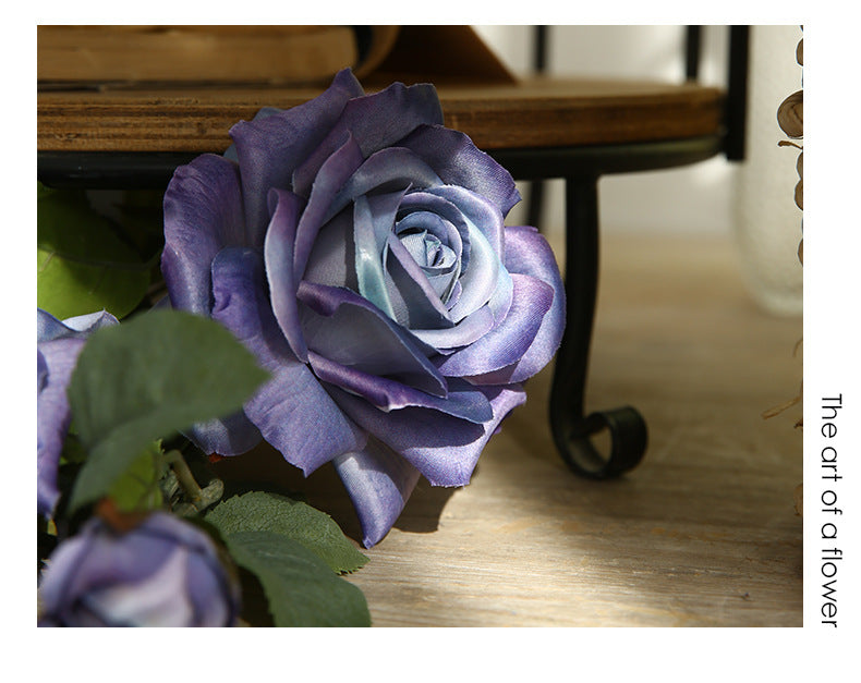 Artificial Flowers American Style 3-Head Printed Rose Home Decoration Fake Flower