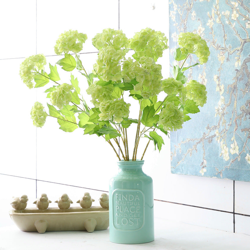 Artificial Flowers 3D Film Hydrangea 2-Head Snowball Flower