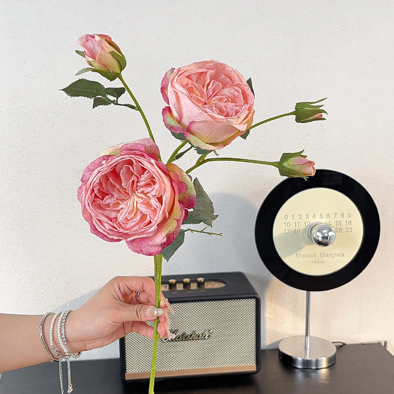 5 Heads Burnt Edge Rose Artificial Flowers Fake Flowers