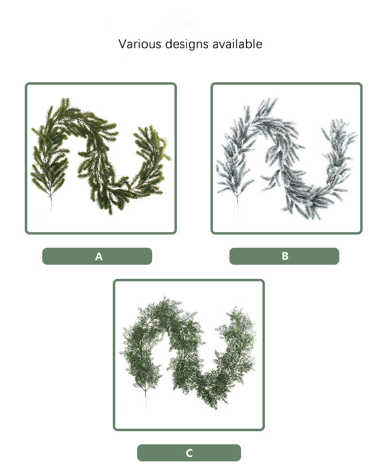 Christmas Pine Needle Rattan Decoration Door Hanging 2pcs - 78.74in